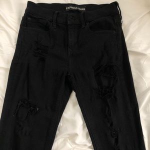 Express black distressed jeans